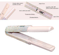 2-IN-1 Electric USB Hair Straightener Curler Fashion Colored Diamond Design Wireless Travel Hair Straightening Styler Brush - details 9