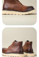 Zapatos de cuero de vaca puro de gama alta zapatos de tablero alto de piel de vaca de primera capa botas de hombre de suela grue - details 4