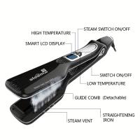 Plancha de vapor para el pelo, plancha de vapor profesional para salón, plancha de vapor iónica para alisar 2 en 1 y - details 1