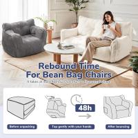 Sillon Puff con relleno incluido, sofás de dos plazas con asas portátiles, sillas de salón ergonómicas, puf interior para sala de estar, dormitorio, sala de juegos, beige - details 5