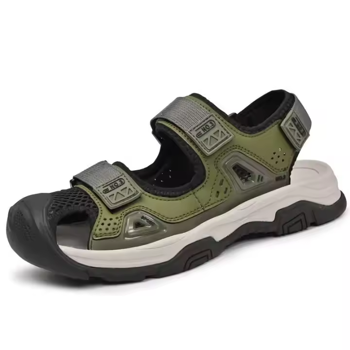 Nuevas sandalias de cuero de plena flor para hombre de alta calidad, talla 46, parte superior de seguridad con punta cerrada, zapatos de gamuza para exteriores, OEM de playa - 1