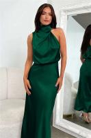 Elegante Vestido de Satén de Seda de Verano de Alta Gama Vestido Largo Sin Mangas para Mujeres - details 39