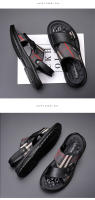 Sandalias de Tacón de Látex Suave Uso Dual para Hombre en Verano Zapatillas de Playa de Piel de Vaca de Primera Capa - details 14