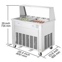 SucceBuy Máquina para hacer rollos de helado frito: sartenes cuadradas, compresor, grado comercial, acero inoxidable - details 0
