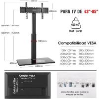 Pie Suelo para 32-85 Pulgadas, Inclinable y Giratorio y Altura Ajustable, Universal máx VESA 600x400mm 50kg - details 5