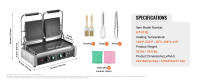 SucceBuy Prensa Panini Comercial, Parrilla Eléctrica de Acero Inoxidable 3600W, Placa Doble, Control de Temperatura, Superficie Emañada, 485x230mm, para Varios Platos - details 6