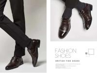 Türkiye erkek deri ayakkabI estilo hecho a mano clásico vestido de cuero negro zapatos Oxford para hombres - details 7
