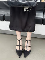 Sandalias Platas de Tacón Alto para Mujer Punta Afilada Francesa Diseño de Bolsa de lazo Viento de Cabeza Moda de Alta Noche - details 28
