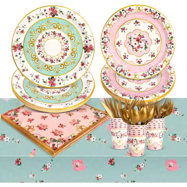 Decoraciones de Fiesta de Té Vajilla Desechable para Cocina y Comedor - 1