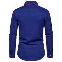 Camisas Negras Suaves de Algodón-Poliéster para Hombre Ropa Elegante Casual con Manga Larga y de Cachemira Azul - details 23
