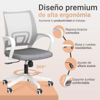Silla Oficina con Apoyo Lumbar, Estructura de Plastico, Malla Transpirable, Ruedas Giratorias 360 °   Soporta hasta 120kg - details 10