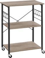 Estantería de Cocina con Ruedas, Carrito de Servicio de 3 Niveles, Estantería para Microondas, Horno, Tostadora, Marco de Metal con 6 Ganchos, Marrón Rústico y Negro KKS60XV1 - details 25