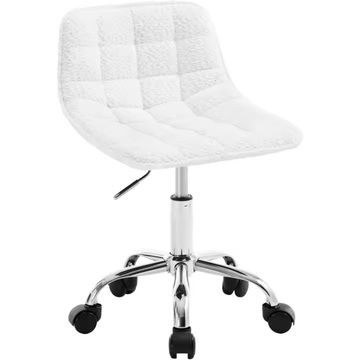 Tocador Giratorio, Silla Ergonómica Escritorio con Respaldo, Taburete Bajo con Asiento Ajustable de Altura - 1