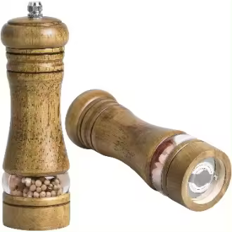 Molinillo Manual de Madera para Sal y Pimienta Dveda, Paquete de 2, Ajuste de Molienda de Cerámica, Transparente Acrílico - 1