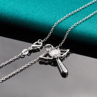 Collar de plata de ley 925 con colgante de circonita AAAAA, Cruz de Ángel, joyería de moda - details 4