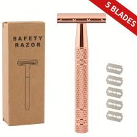 Maquinilla de afeitar de seguridad de doble filo ecológica para mujeres y hombres, 5 cuchillas, afeitadora Manual clásica en húmedo, reutilizable y Giftable - details 1