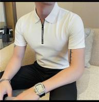Polo de manga corta bordado de malla transpirable de verano para hombre, camiseta informal de negocios con solapa y media cremallera, - details 12