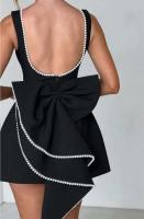Vestido corto elegante con lazo de perlas y espalda descubierta para mujer, minivestidos bonitos de fiesta sin mangas, negro, blanco, rosa, elegante, noche de cumpleaños Y2K - details 22