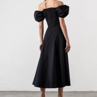 Vestido acampanado ajustado con lazo y mangas abullonadas estilo francés largo para mujer 2025 - details 13