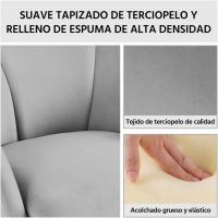 Tapizada Terciopelo con Apoyabrazos y Respaldo Ergonómico Gris - details 3