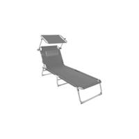 Tumbona Jardín Exterior de Aluminio, Tumbona Plegable con Reposacabezas, Parasol y Bolsillo Lateral, Tumbona Playa Reclinable en 6 Posiciones, Tumbona Piscina Resistente a Intemperie - Gris - details 7