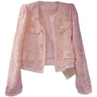 Chaqueta Chic de Lentejuelas Estilo Coreano para Mujer Primavera 2024 Versátil, Delgada, Manga Larga, Moda Socialita - details 10