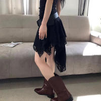 BUNO-falda de encaje asimétrica de estilo coreano, atuendos de fiesta sexys a la moda, falda corta de cintura baja, ropa de discoteca estética dulce - details 13