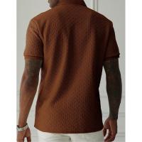 Temu Shein Camisa de manga corta con botones y cuello vuelto de color sólido para hombre Casual Diario - details 7