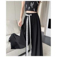 Pantalones de Pierna Ancha de Tencel Encaje Alto Cintura, Ajuste Suelto, Estilo de Verano, Mangas Largas - details 29