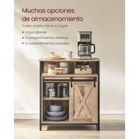 Aparador, Armario de Cocina, con Puerta Corredera, 30 x 70 x 80 cm, Estante Ajustable, Estilo Rústico, - details 3
