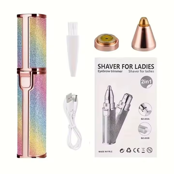 【Nuevo lanzamiento】 Starry Sky 2 en 1 Afeitadora portátil con carga USB Afeitado automático sin dolor para cejas Depilación facial para mujeres Belleza - 1
