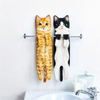 Toallas de mano de gato divertidas para decoración de baño, toalla de gato para Decoración de cocina, lindas toallas de cara colgantes, súper absorbentes suaves A + B - details 4
