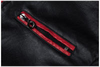Chaqueta de PU con cuello levantado para moto, abrigo casual Slim, Color lock, - details 12