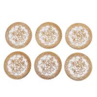 JUEGO DE 6 posavasos exquisitos para mesa de comedor con flores en tono dorado - details 1