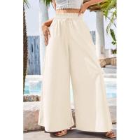 Pantalones de pierna ancha lisos de moda coreana de lino de cintura alta con cinturón - details 7