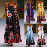 Vestido largo con tirantes estampado nuevo para mujer, talla grande para mujer - details 0