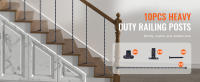 SucceBuy Balaustres de escalera de acero galvanizado de 44 x 1/2 pulgadas, barandillas decorativas, paquete de 10 con giros huecos, cubierta negra satinada y kit de barandilla de escalera en espiral que incluye zapatos y tornillos - details 0