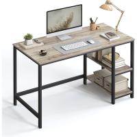 Escritorio con 2 Estantes a la Izquierda o a la Derecha, Mesa de Trabajo, para Salón Oficina, Estructura de Acero, Industrial, Marrón Rústico y Negro Tinta LWD55X - details 47