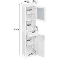 Auxiliar Cocina Puerta Cristal Estrecho 40x30x170 cm Blanco - details 2
