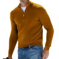Nuevo jersey de manga larga para hombre, suéteres de Color sólido con media cremallera, suéter de punto con cuello en V, ropa de calle transpirable de gran tamaño para hombre - details 7