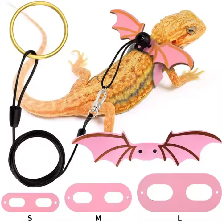 Correa Ajustable para Reptiles Diseño de Alas de Batido Cuerda de Tracción de Cuero Suave - 1