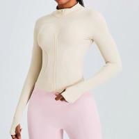 Top de Yoga de manga larga para mujer, chaqueta deportiva ajustada con cuello levantado para entrenamiento para correr, chaqueta deportiva para exteriores - details 7