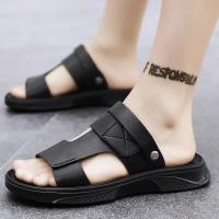 2025 nuevas sandalias de piel de vaca de primera capa zapatos de playa de cuero transpirable para hombres casual suela suave de mediana edad y ancianos papá zapatos de los hombres. - details 16