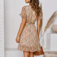 Vestido corto informal de verano para mujer, minivestido con cuello en V, estampado Vintage - details 7