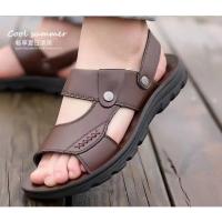 Sandalias de cuero suave de verano para hombre, sandalias antideslizantes informales con punta abierta para exteriores, sandalias deportivas cómodas para playa - details 10