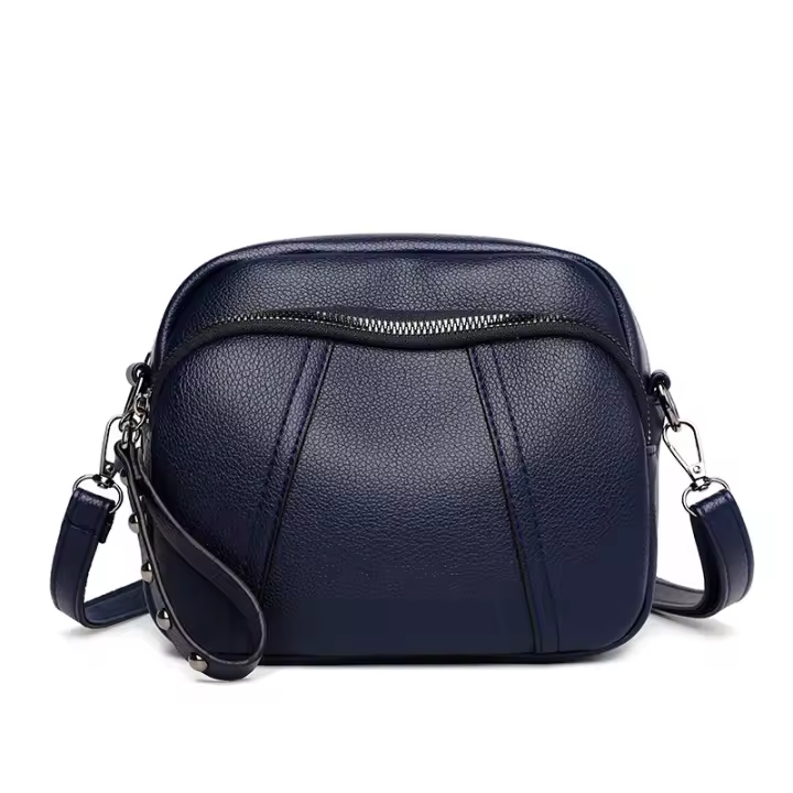 Glovento Bolsos Mujer 2025 Cuadrada |   Piel Suave Clavos ZIP |   Anuda Para Teléfono Minimalista Negro - 1