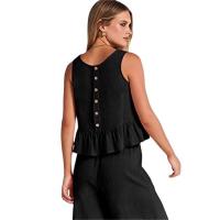 Conjunto de verano de dos piezas para mujer, suéter informal sin mangas, top y pantalones sueltos para mujer - details 3
