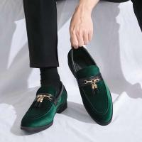 Bodas casuales de gran tamaño azul verde, cómodos zapatos de cuero de gamuza con borlas para ocasiones formales - details 5