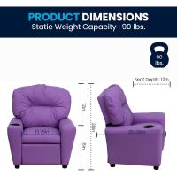 Chandler de Vinilo para niños reclinable con portavasos y reclinable de Seguridad, Silla reclinable contemporánea para niños, admite hasta 90 lbs, Beige - details 15