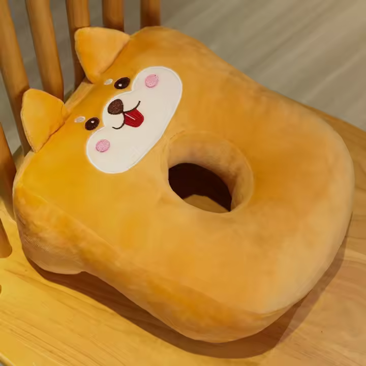 Accesorios para la siesta, almohada de felpa con dibujos animados, patrón de animales, almohada para dormir con agujero hueco, suave, resistente al desgaste, soporte para el cuello, oficina - 1